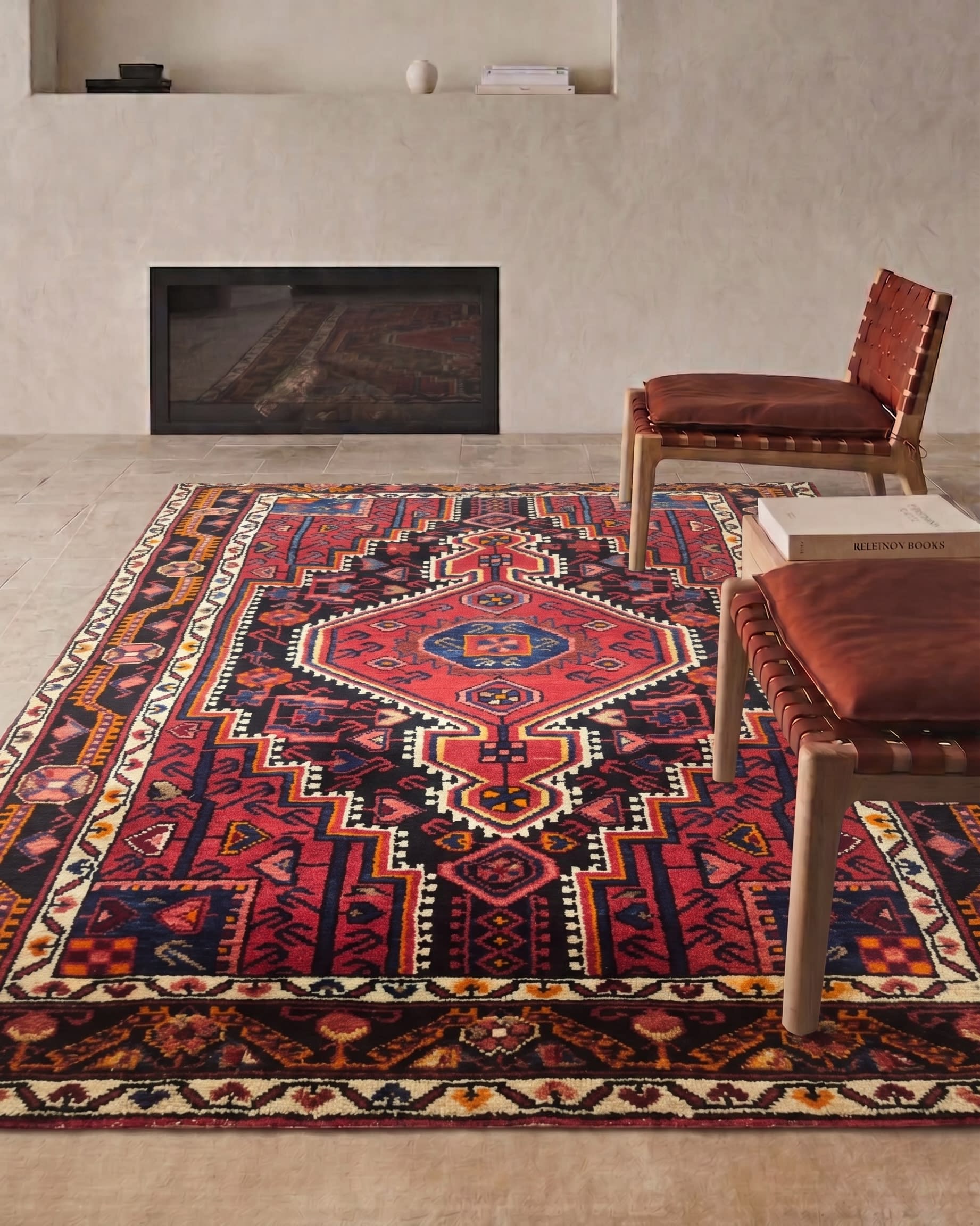 Qashqai Medallion Crimson, Qashqai, Fars Province, Iran tribal rug, in crimson red, Wool, 113x171, Nasim Carpets Malaysia — view 2