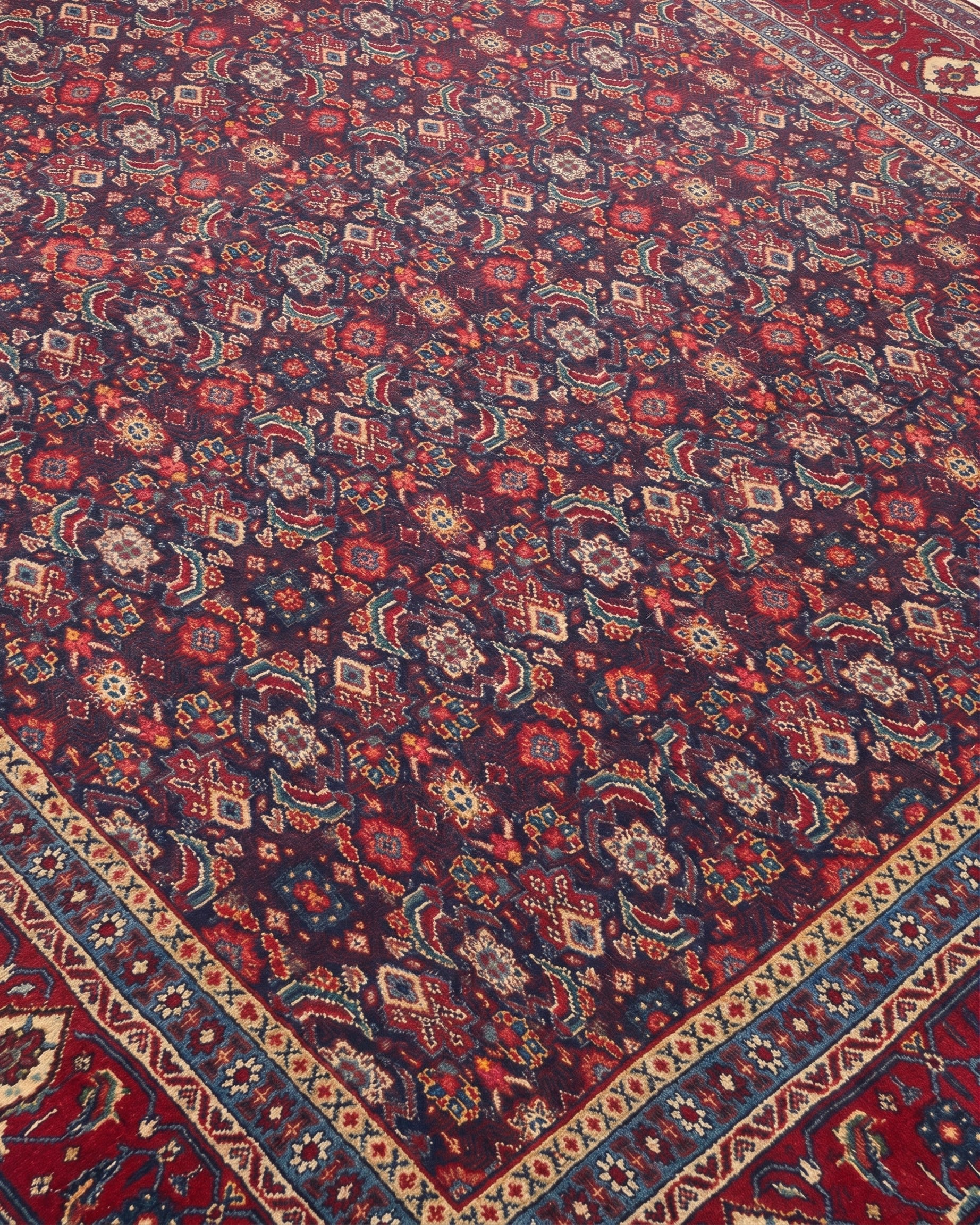 Bijar All-Over Herati Navy, Bijar, Kurdistan Province, Iran tribal rug, in indigo navy, Wool, 213x305, Nasim Carpets Malaysia — view 3