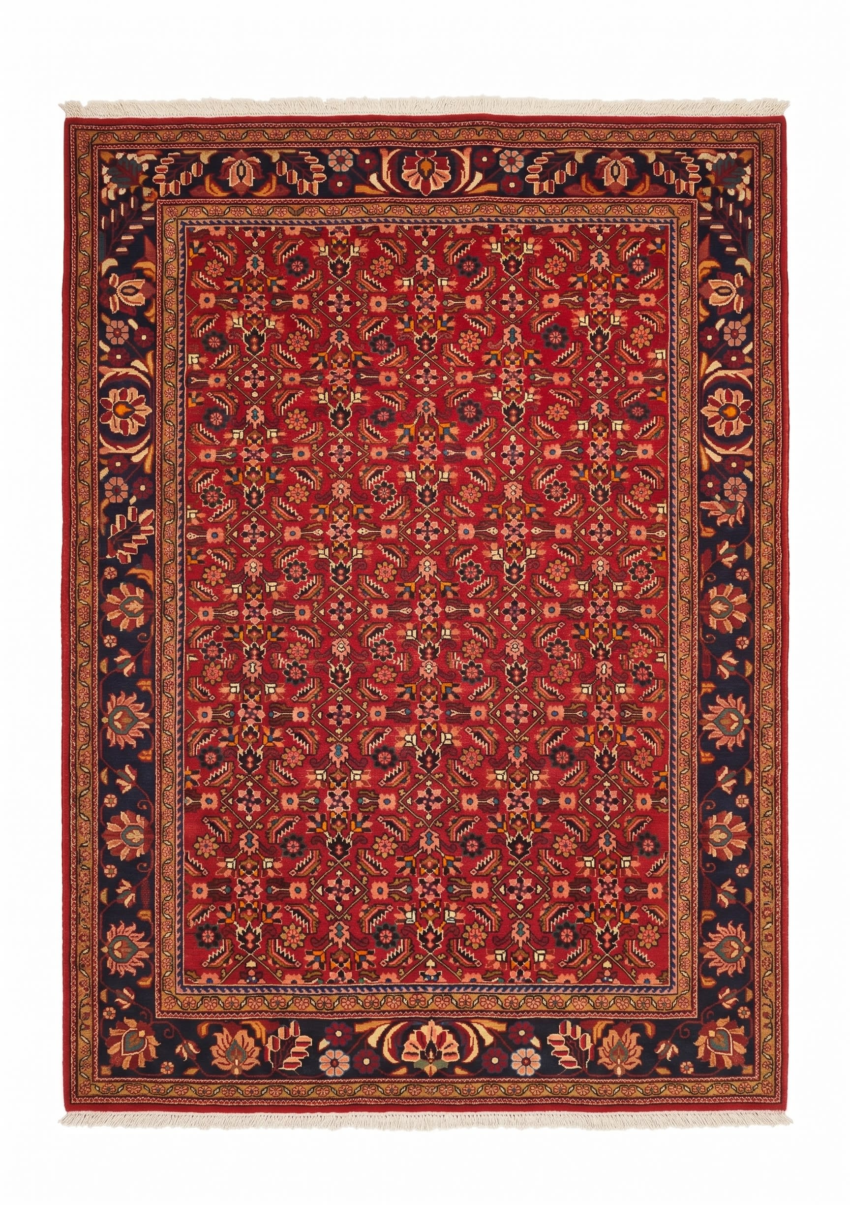 Mahal All-Over Crimson, Mahal, Arak Region, Iran tribal rug, in crimson red, Wool, 219x311, Nasim Carpets Malaysia — view 1