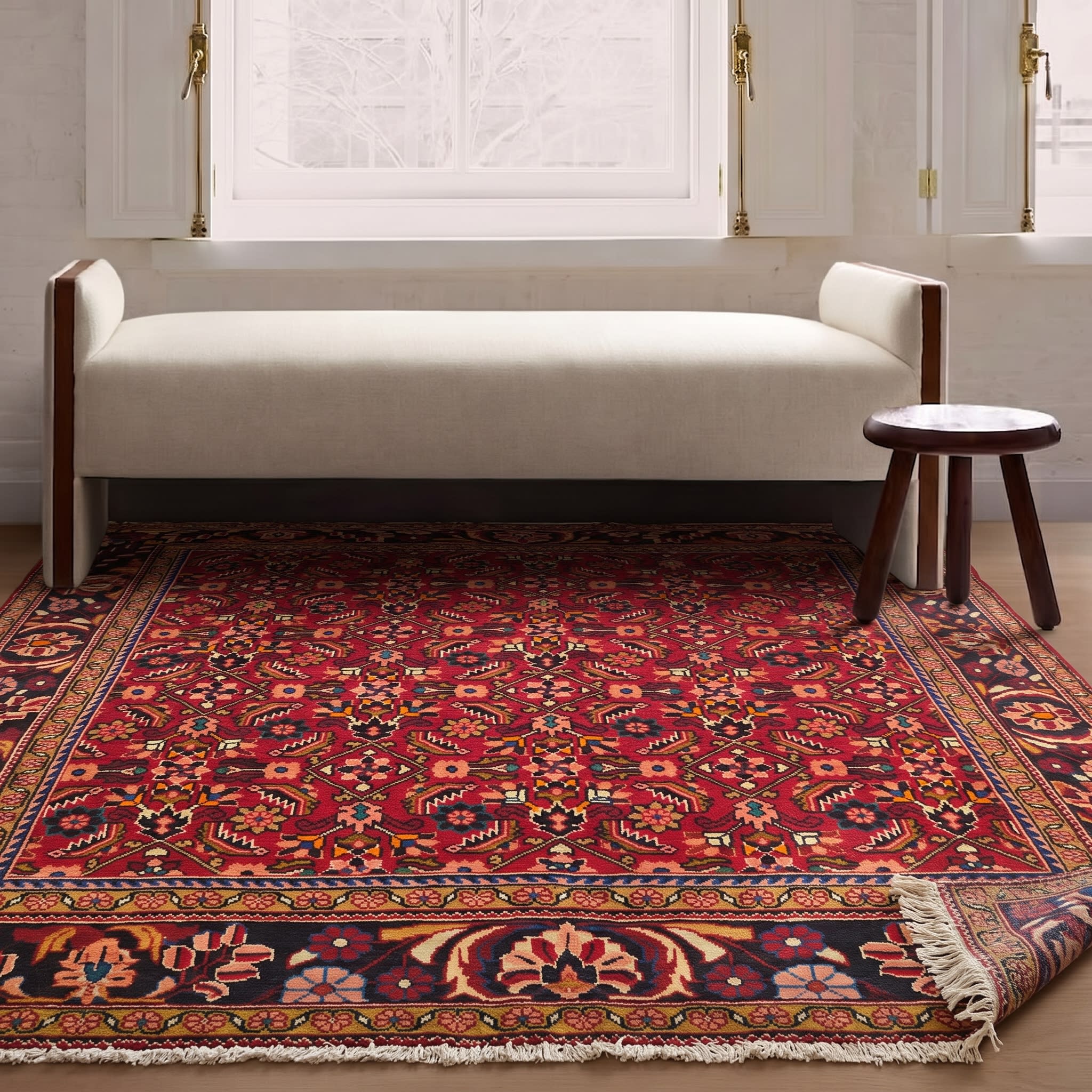 Mahal All-Over Crimson, Mahal, Arak Region, Iran tribal rug, in crimson red, Wool, 219x311, Nasim Carpets Malaysia — view 2
