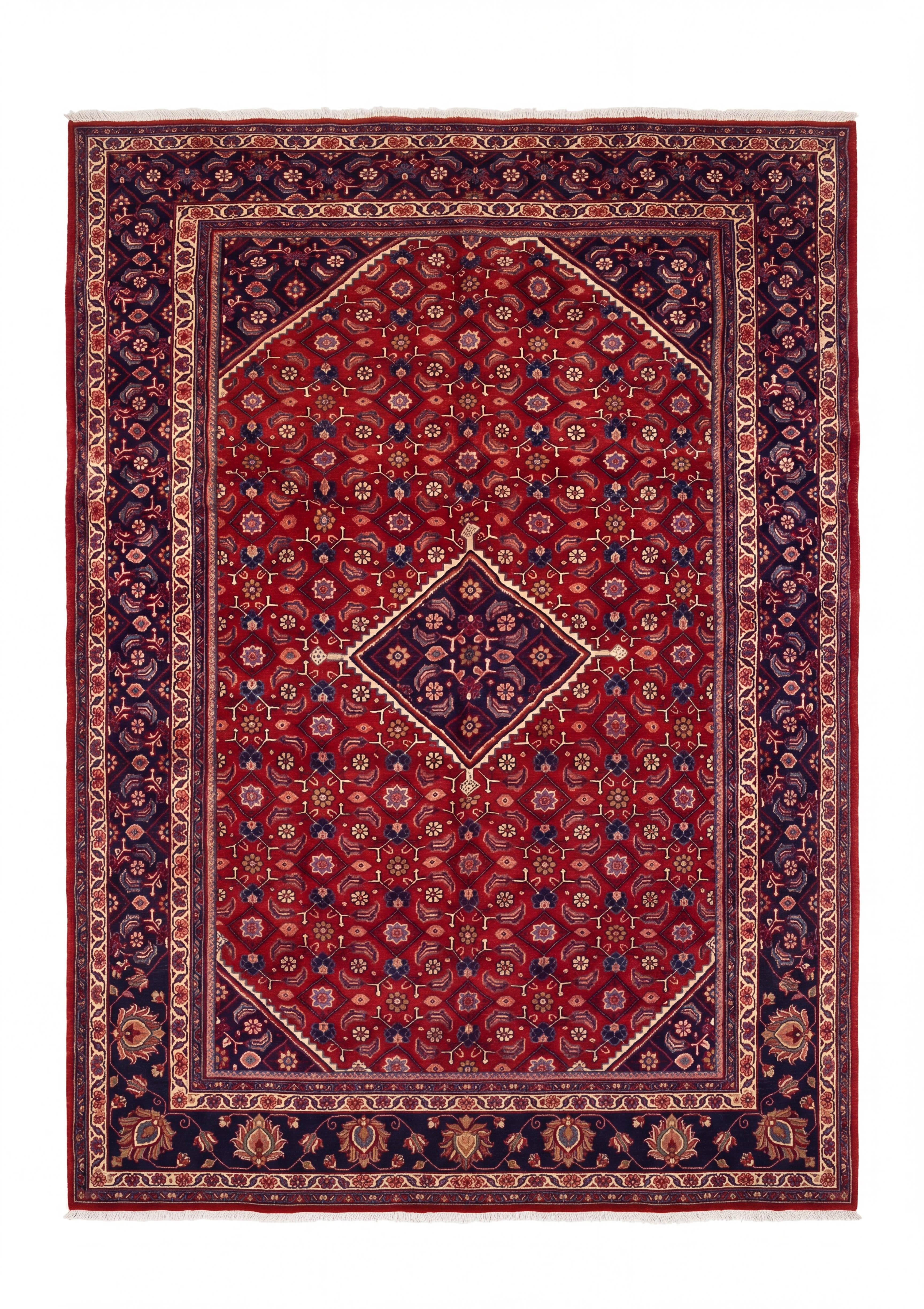 Bijar All-Over Herati Crimson, Bijar, Kurdistan Province, Iran persian rug, in crimson red, Wool, 213x305 cm, Nasim Carpets Malaysia — view 1