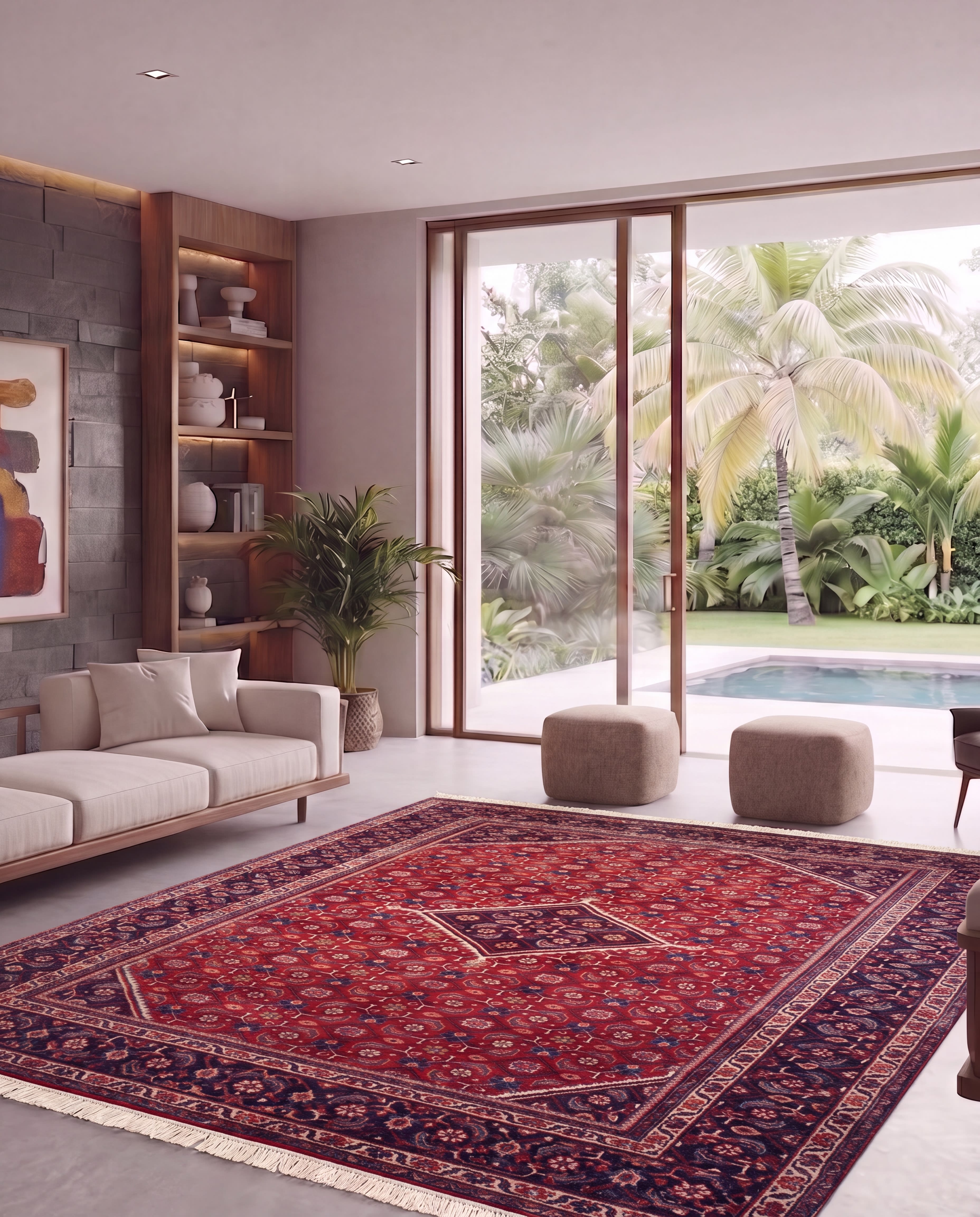 Bijar All-Over Herati Crimson, Bijar, Kurdistan Province, Iran persian rug, in crimson red, Wool, 213x305 cm, Nasim Carpets Malaysia — view 2