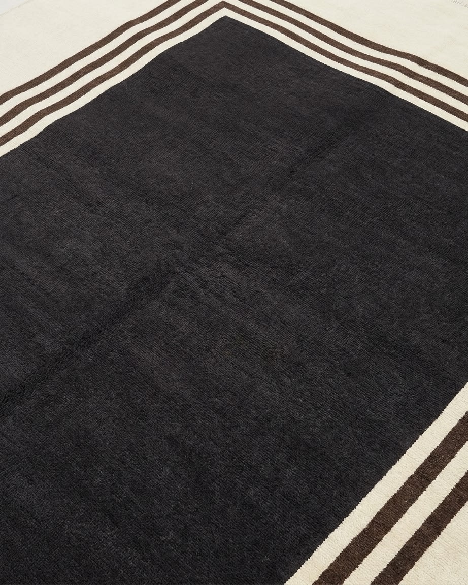 Tibetan Minimalist Charcoal, Tibet modern rug, in charcoal brown, Wool, 311x369, Nasim Carpets Malaysia — view 3
