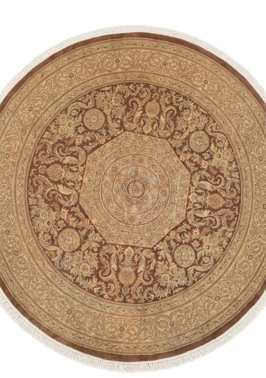Tabriz Medallion Rosette Mocha, Tabriz, Iran persian rug, in mocha brown, Wool, 244x244, Nasim Carpets Malaysia — view 1