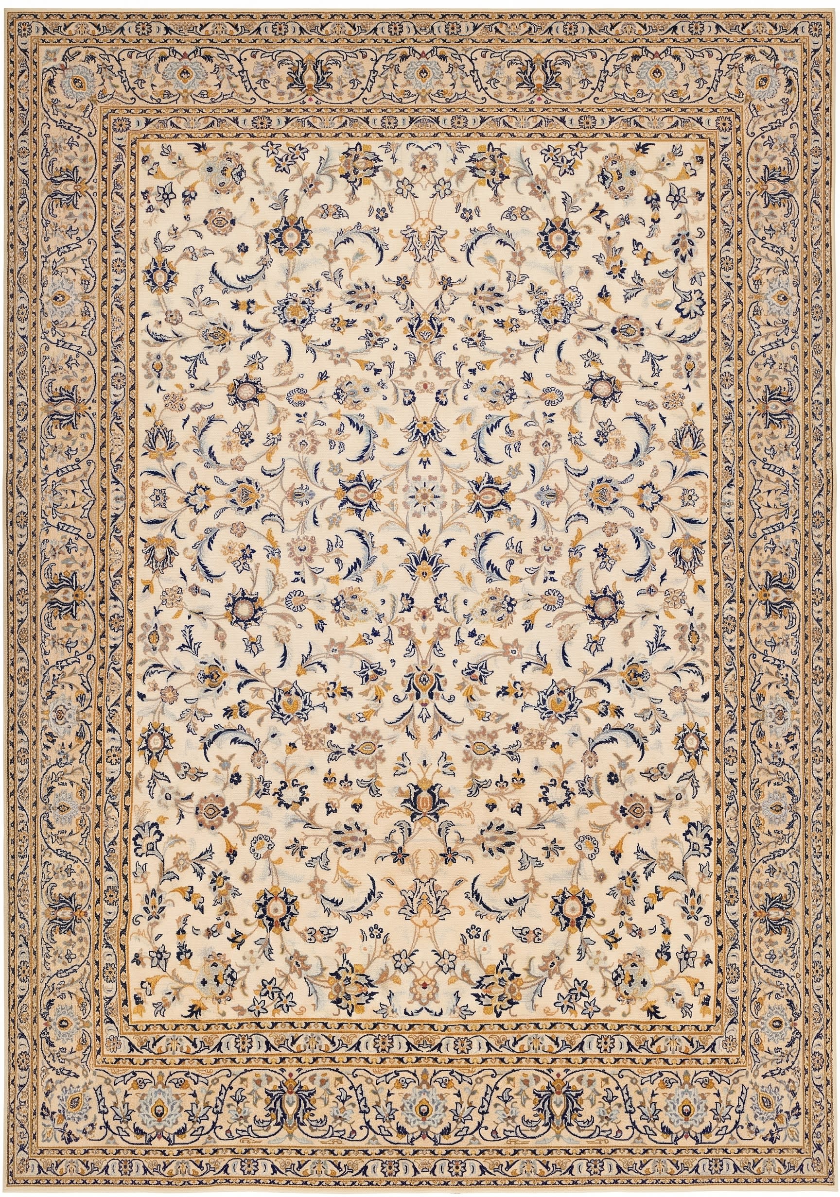 Kashan All-Over Ivory, Kashan, Iran persian rug, in antique ivory, Wool, 256x366, Nasim Carpets Malaysia — view 1