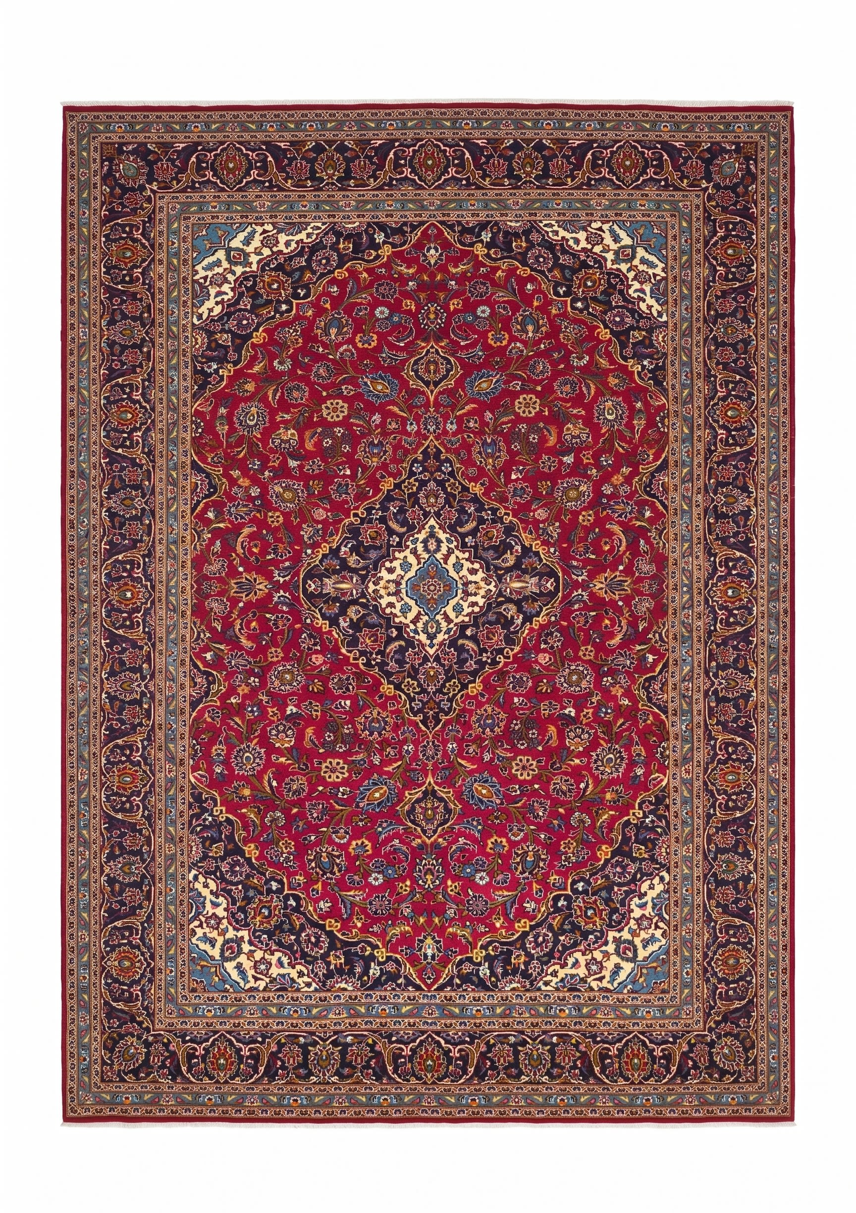 Kashan Medallion Crimson, Kashan, Iran persian rug, in crimson red, Wool, 244x351, Nasim Carpets Malaysia — view 1