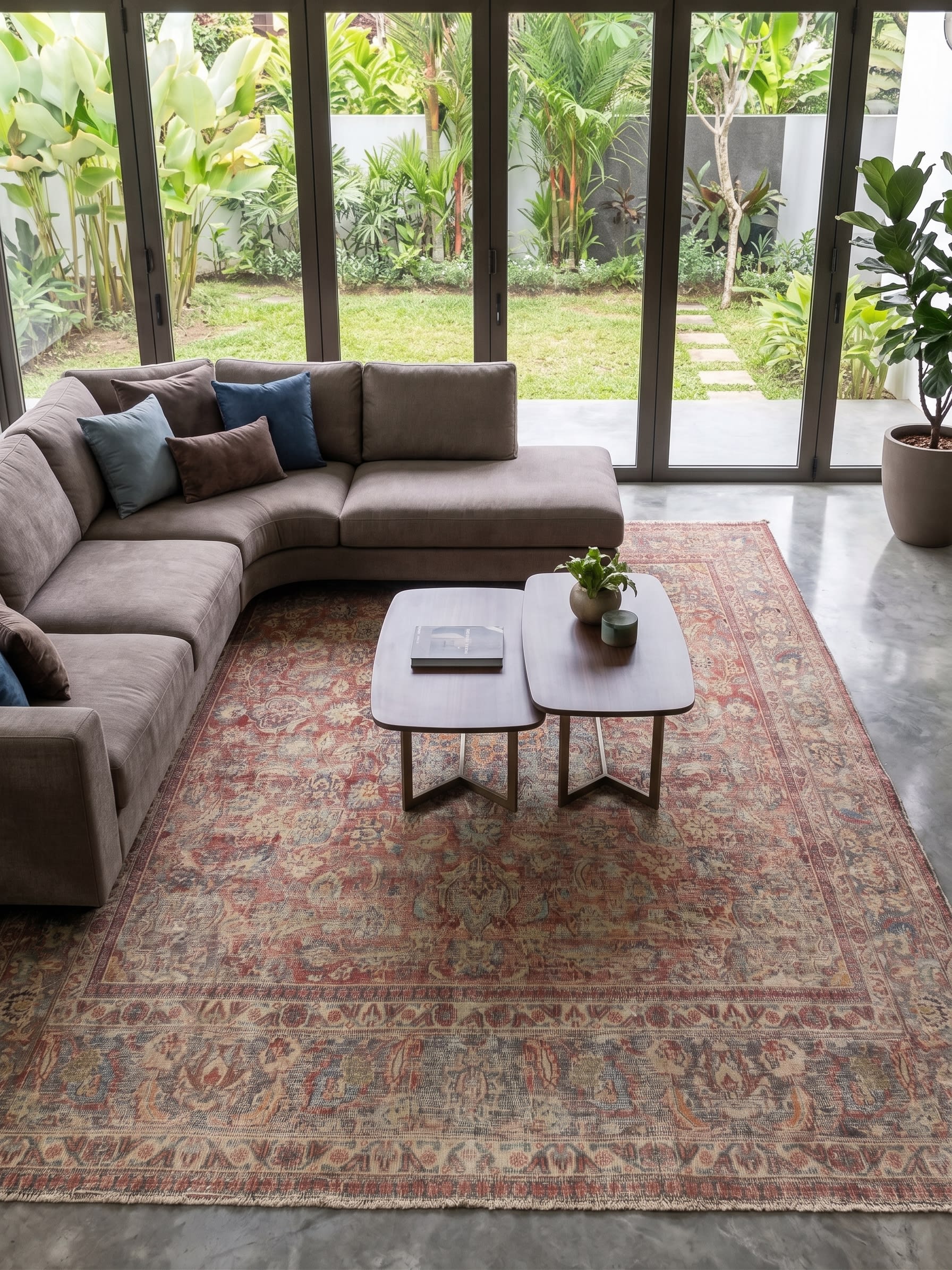 Kirman Medallion Floral Madder Red, Kirman, Iran persian rug, in madder red, Wool, 287x305, Nasim Carpets Malaysia — view 2