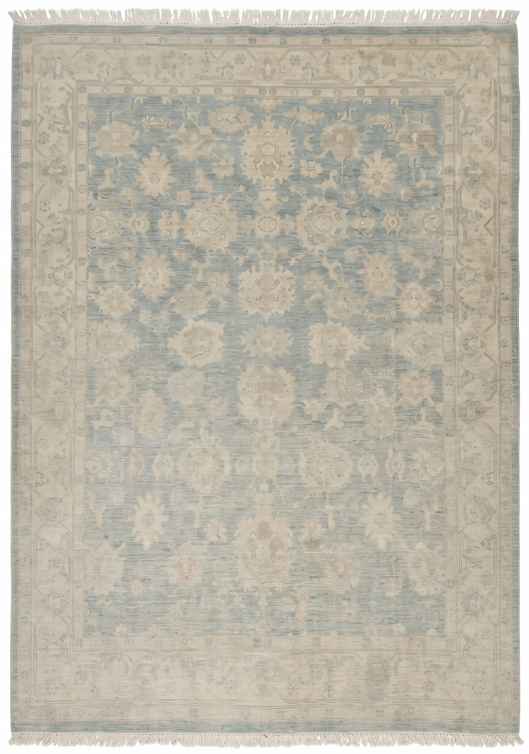 Sultanabad All-Over Muted Blue, Sultanabad (Arak), Iran persian rug, in muted steel blue, Wool, 247x363, Nasim Carpets Malaysia — view 1