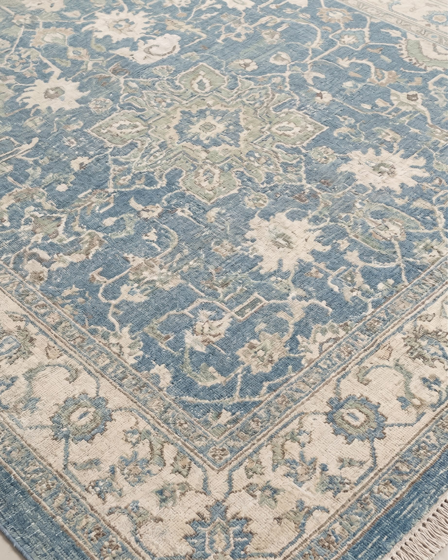 Sultanabad All-Over Muted Blue, Sultanabad (Arak), Iran persian rug, in muted steel blue, Wool, 247x363, Nasim Carpets Malaysia — view 3