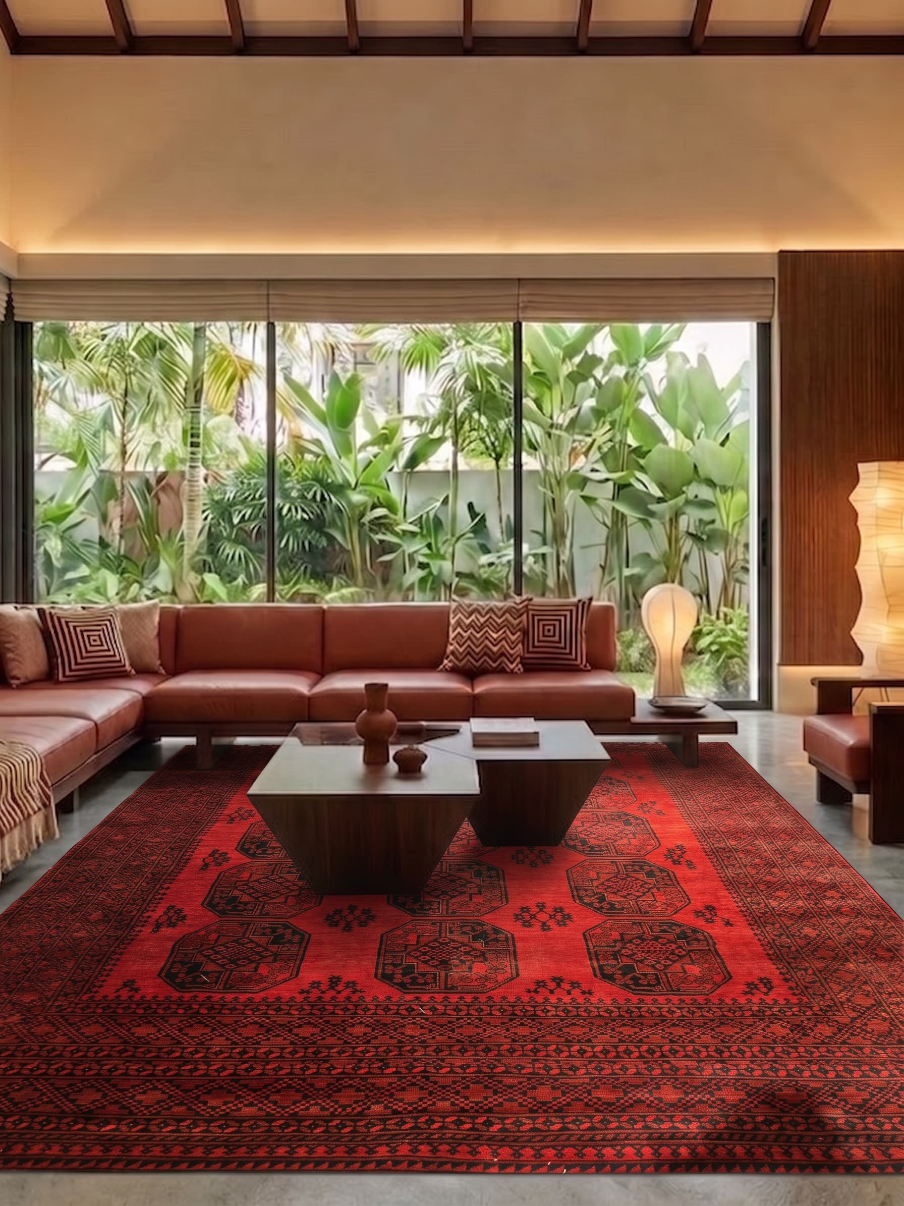 Afghan Ersari Gul Red, Ersari Turkmen, northern Afghanistan tribal rug, in madder red, Wool, 293x372, Nasim Carpets Malaysia — view 2