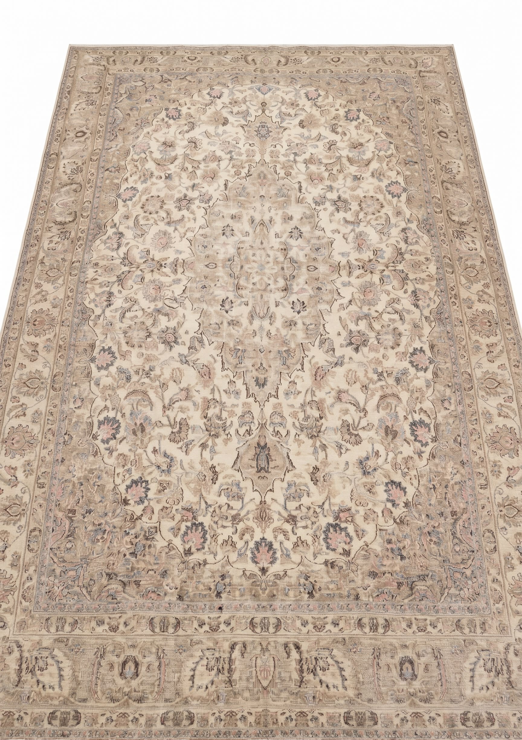Kirman Allover Floral Ivory, Kirman, Iran persian rug, in antique ivory, Wool, 296x369, Nasim Carpets Malaysia — view 1