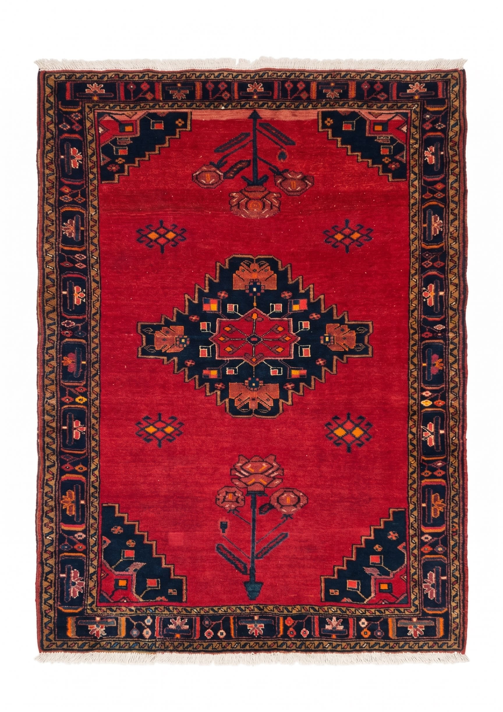 Hamadan Medallion Crimson, Hamadan, Iran tribal rug, in crimson red, Wool, 152x244, Nasim Carpets Malaysia — view 1