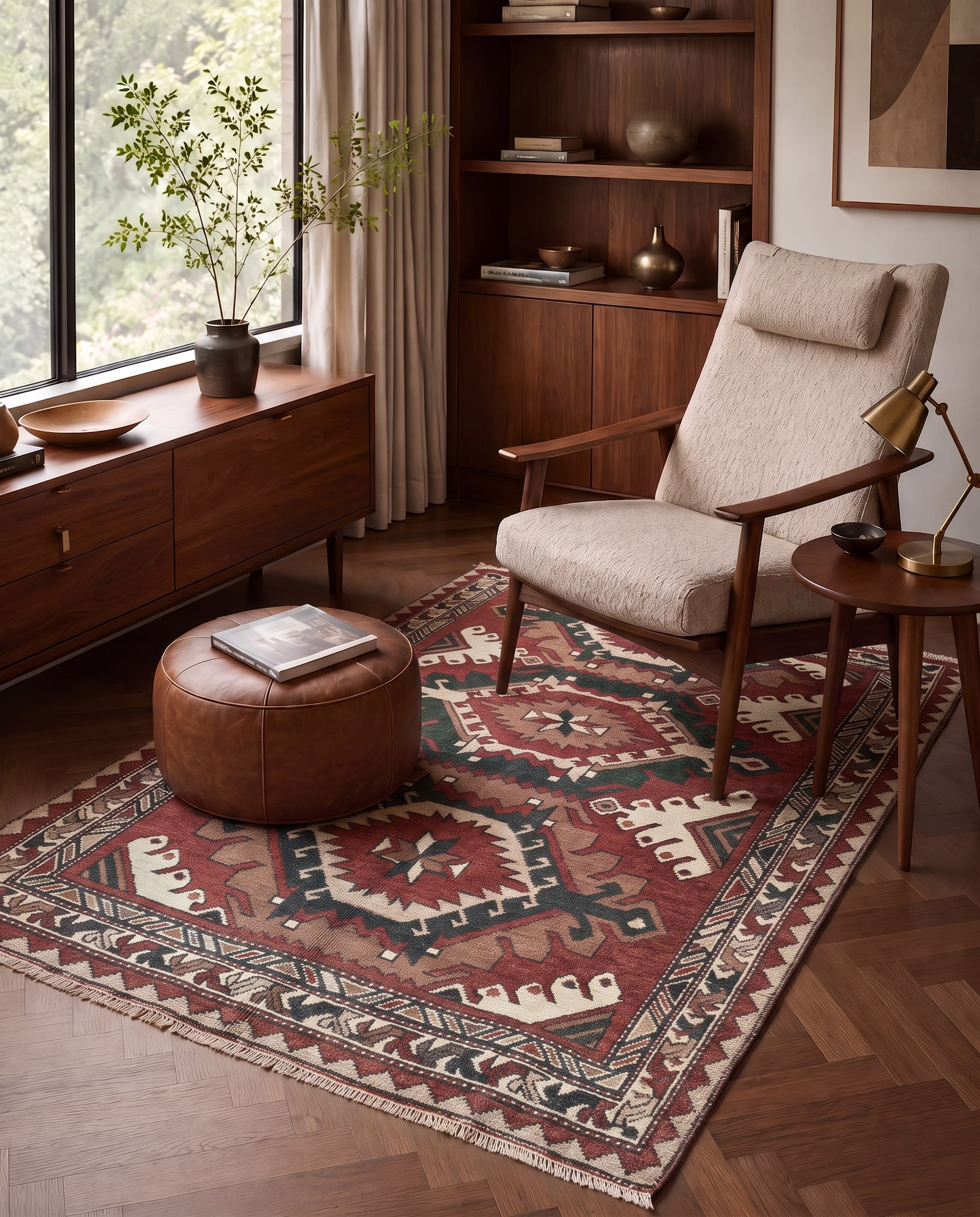 Kazak Triple Medallion Madder Red, Kazak, South Caucasus (Azerbaijan/Armenia border region) tribal rug, in madder red, Wool, 4572x5852, Nasim Carpets Malaysia — view 2