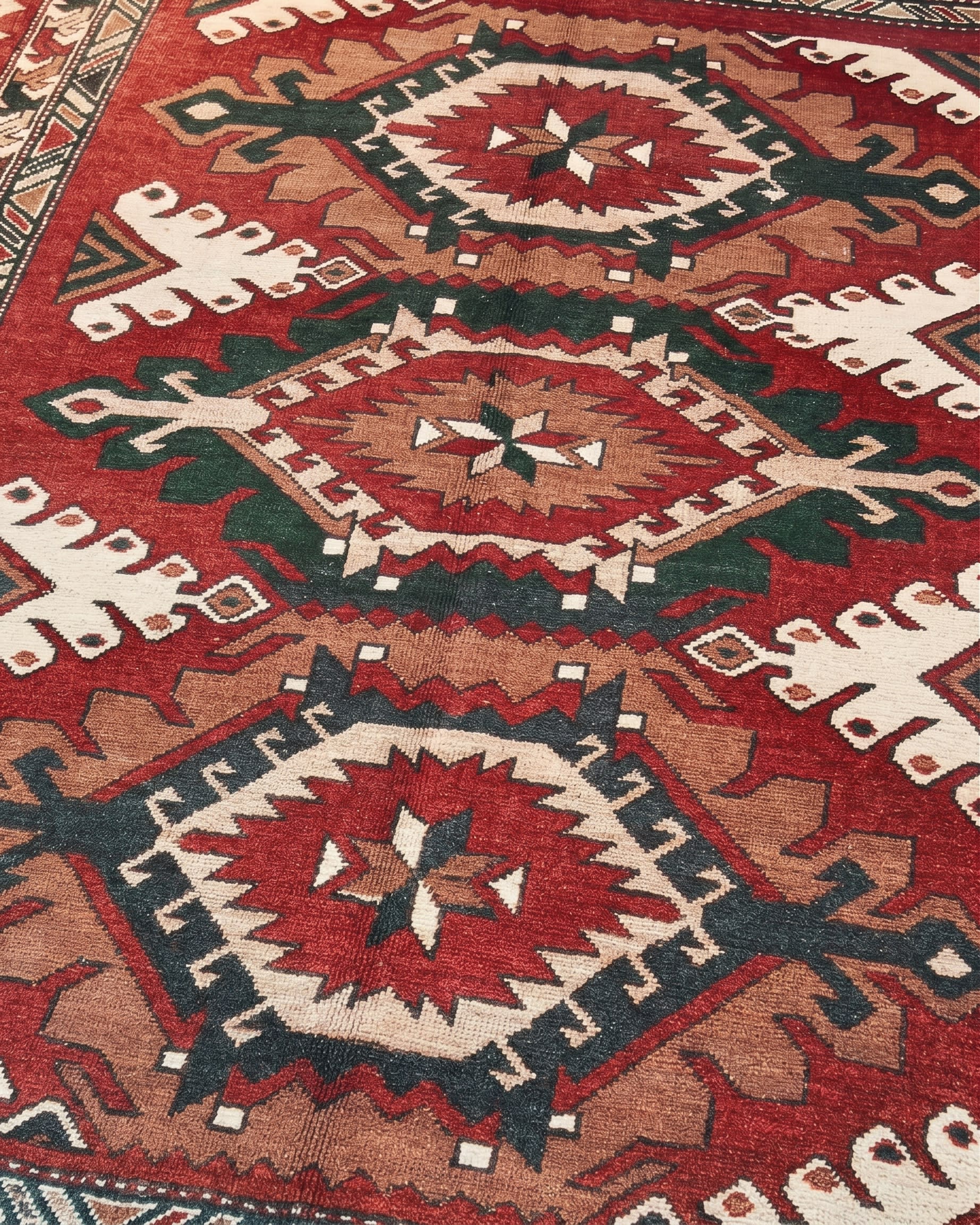 Kazak Triple Medallion Madder Red, Kazak, South Caucasus (Azerbaijan/Armenia border region) tribal rug, in madder red, Wool, 4572x5852, Nasim Carpets Malaysia — view 3