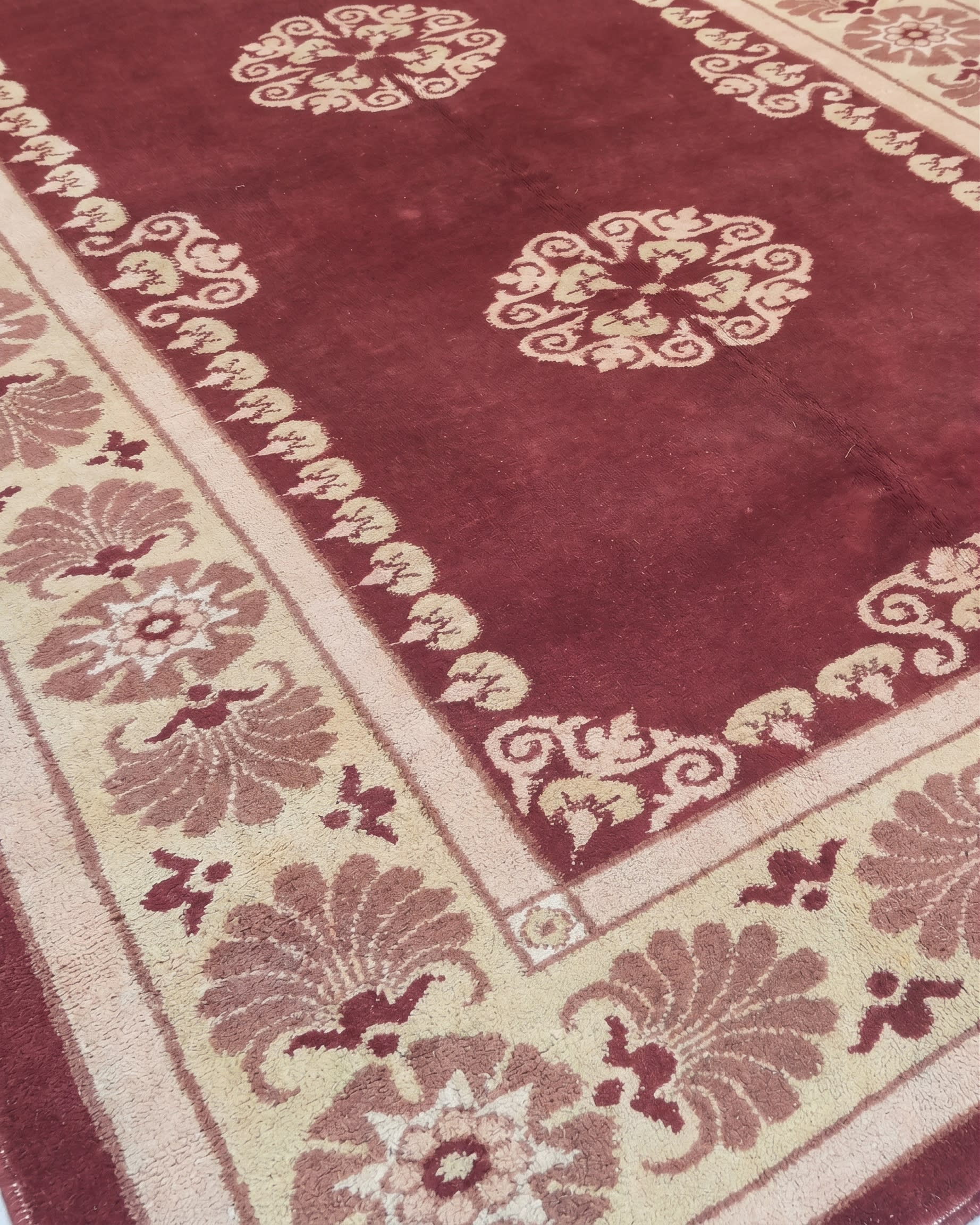 Ningxia Medallion Burgundy, Ningxia, China tribal rug, in burgundy red, Wool, 4877x6888, Nasim Carpets Malaysia — view 3