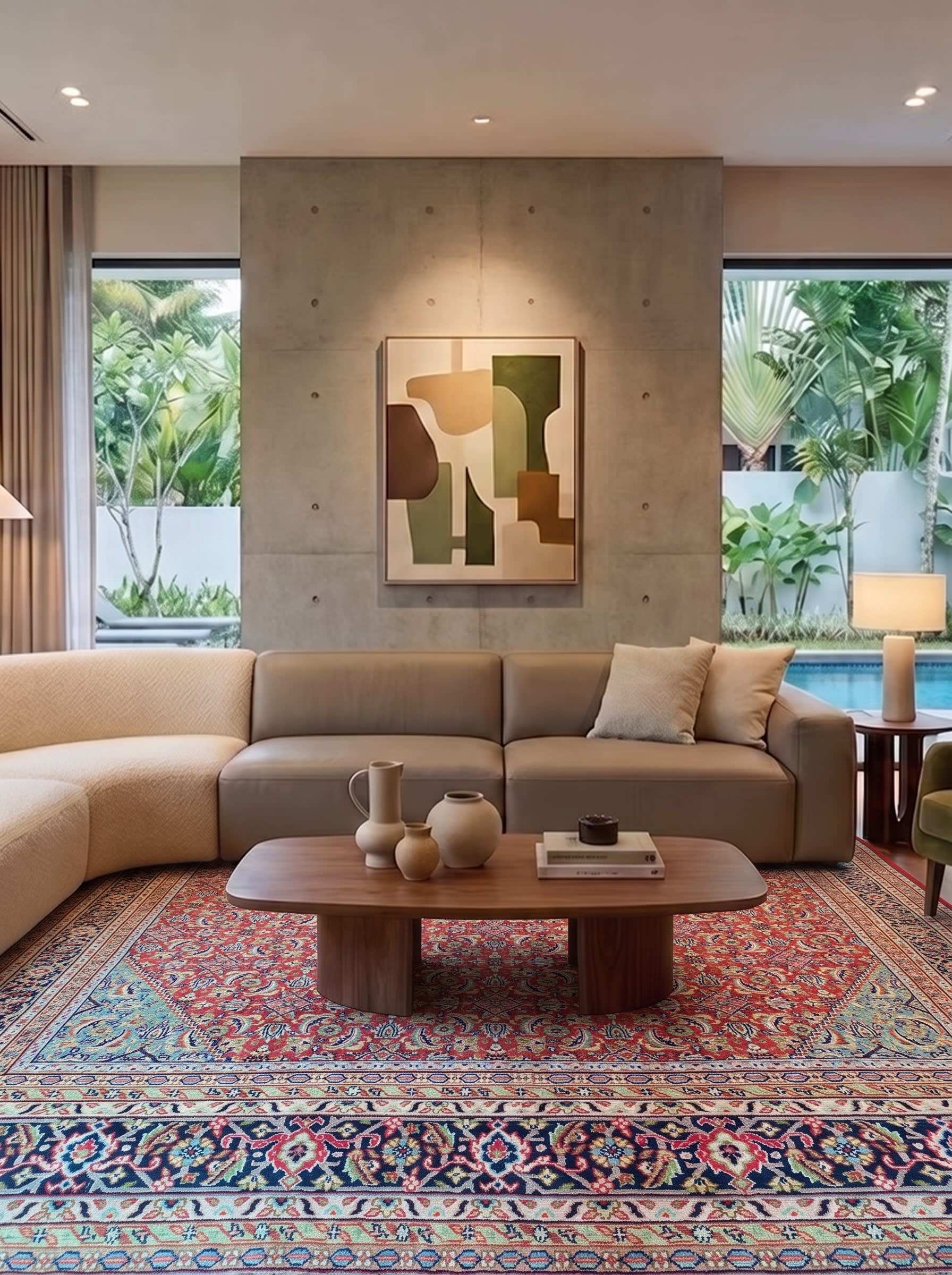 Mahi Tabriz All-Over Crimson, Tabriz, Iran persian rug, in madder crimson, Wool, 305x396, Nasim Carpets Malaysia — view 2