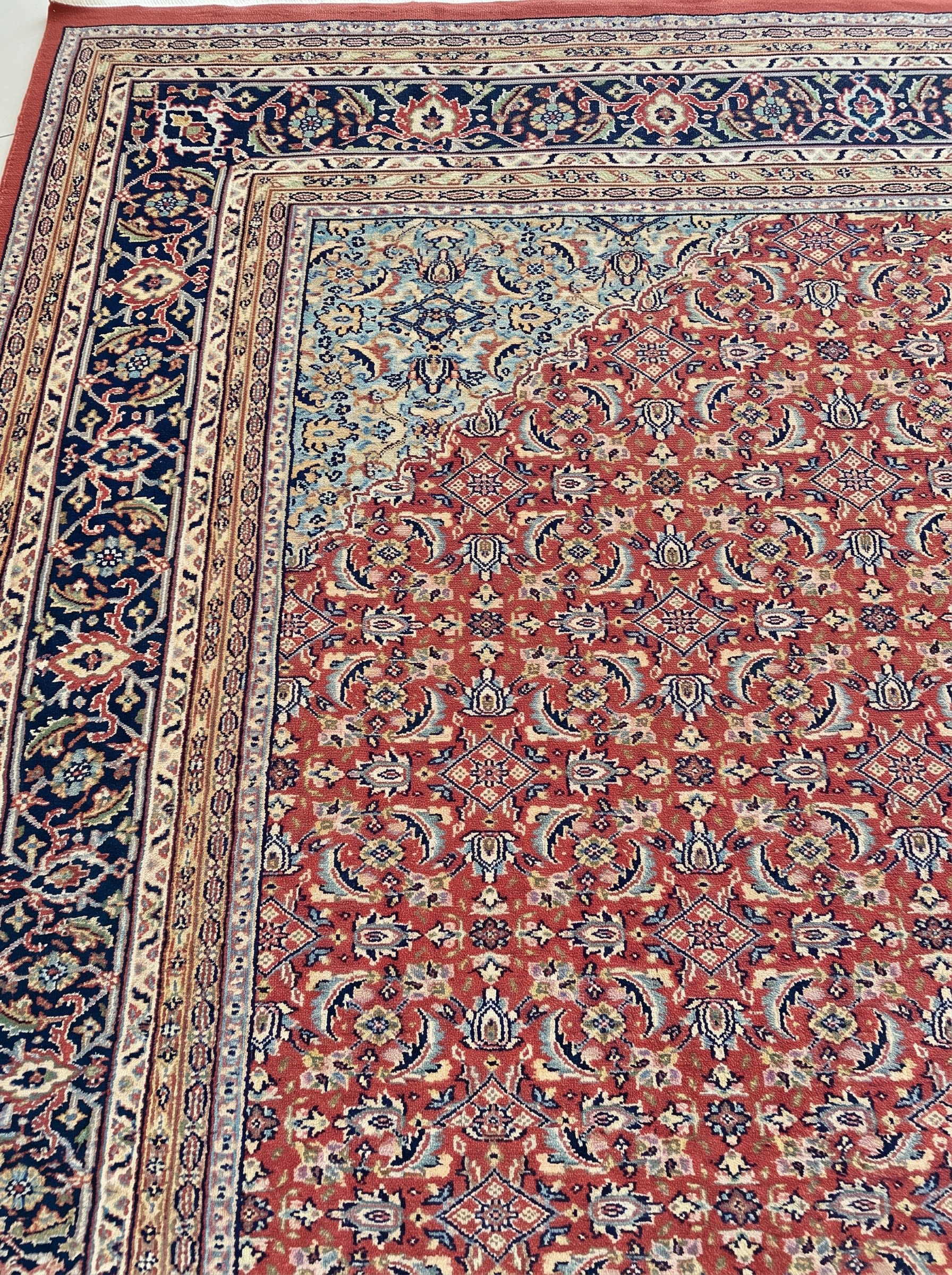 Mahi Tabriz All-Over Crimson, Tabriz, Iran persian rug, in madder crimson, Wool, 305x396, Nasim Carpets Malaysia — view 3