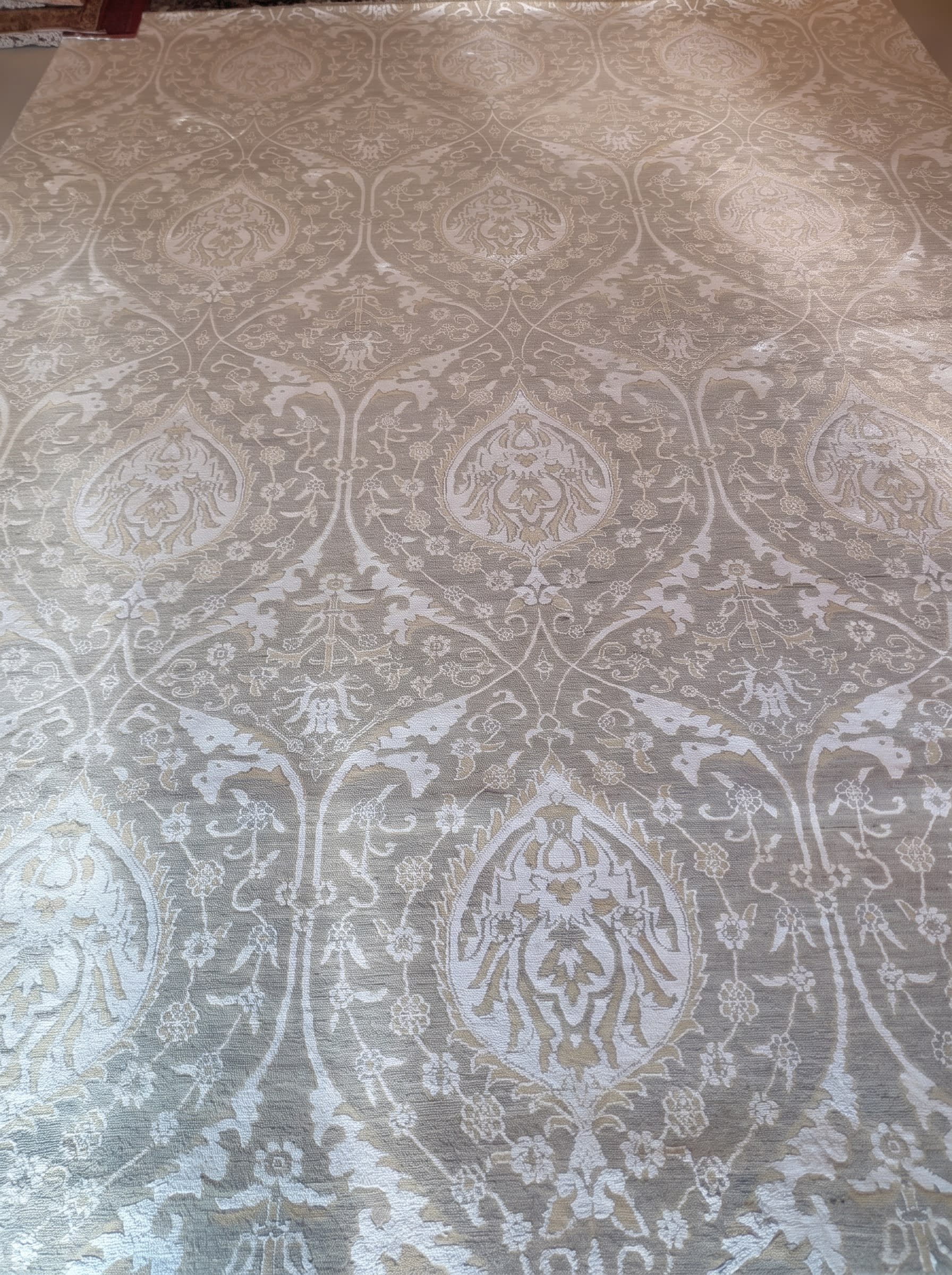 Isfahan All-Over Silver Sage, Isfahan, Iran persian rug, in silver sage, Wool, 305x427, Nasim Carpets Malaysia — view 3