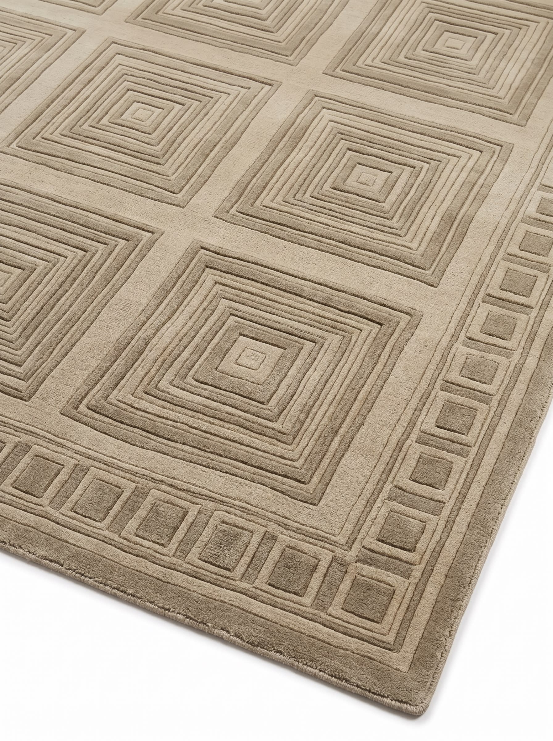 Indo-Nepal Geometric Squares Silver, Indo-Nepali, likely Kathmandu Valley, Nepal persian rug, in silver sage, Wool, 122x155 cm, Nasim Carpets Malaysia — view 3