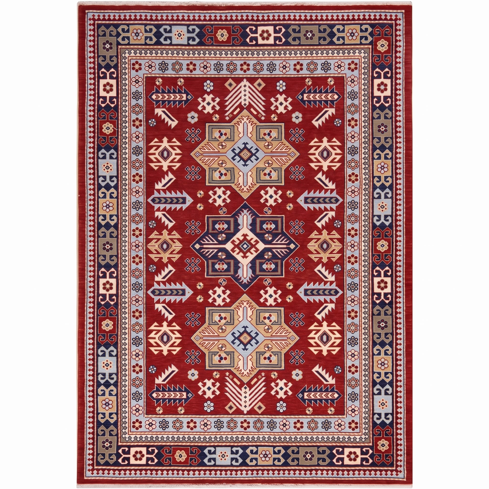 Kazak Tribal Medallion Red, Kazak, South Caucasus (Azerbaijan/Armenia border region) tribal rug, in madder red, Wool, 88x146 cm, Nasim Carpets Malaysia — view 1