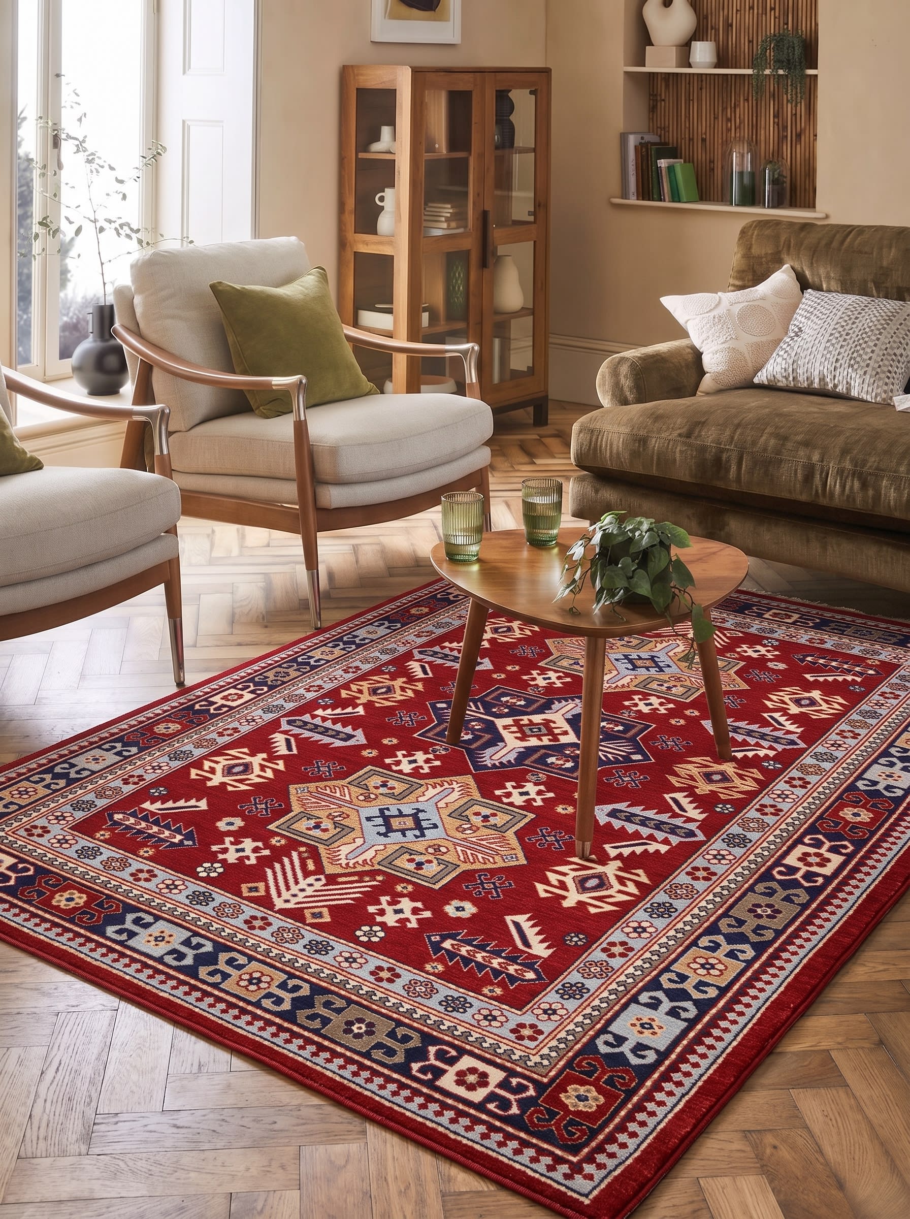 Kazak Tribal Medallion Red, Kazak, South Caucasus (Azerbaijan/Armenia border region) tribal rug, in madder red, Wool, 88x146 cm, Nasim Carpets Malaysia — view 2