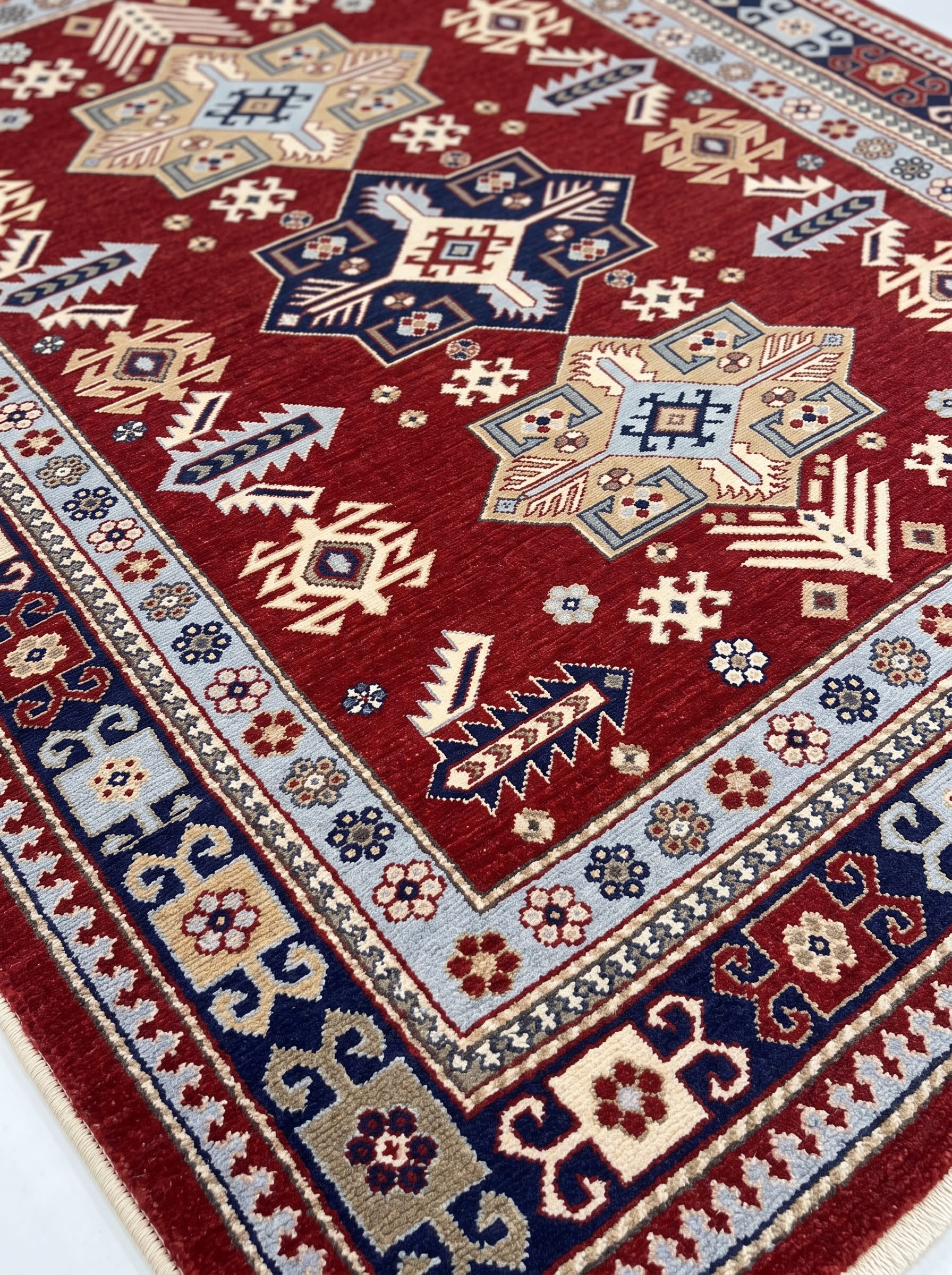 Kazak Tribal Medallion Red, Kazak, South Caucasus (Azerbaijan/Armenia border region) tribal rug, in madder red, Wool, 88x146 cm, Nasim Carpets Malaysia — view 3