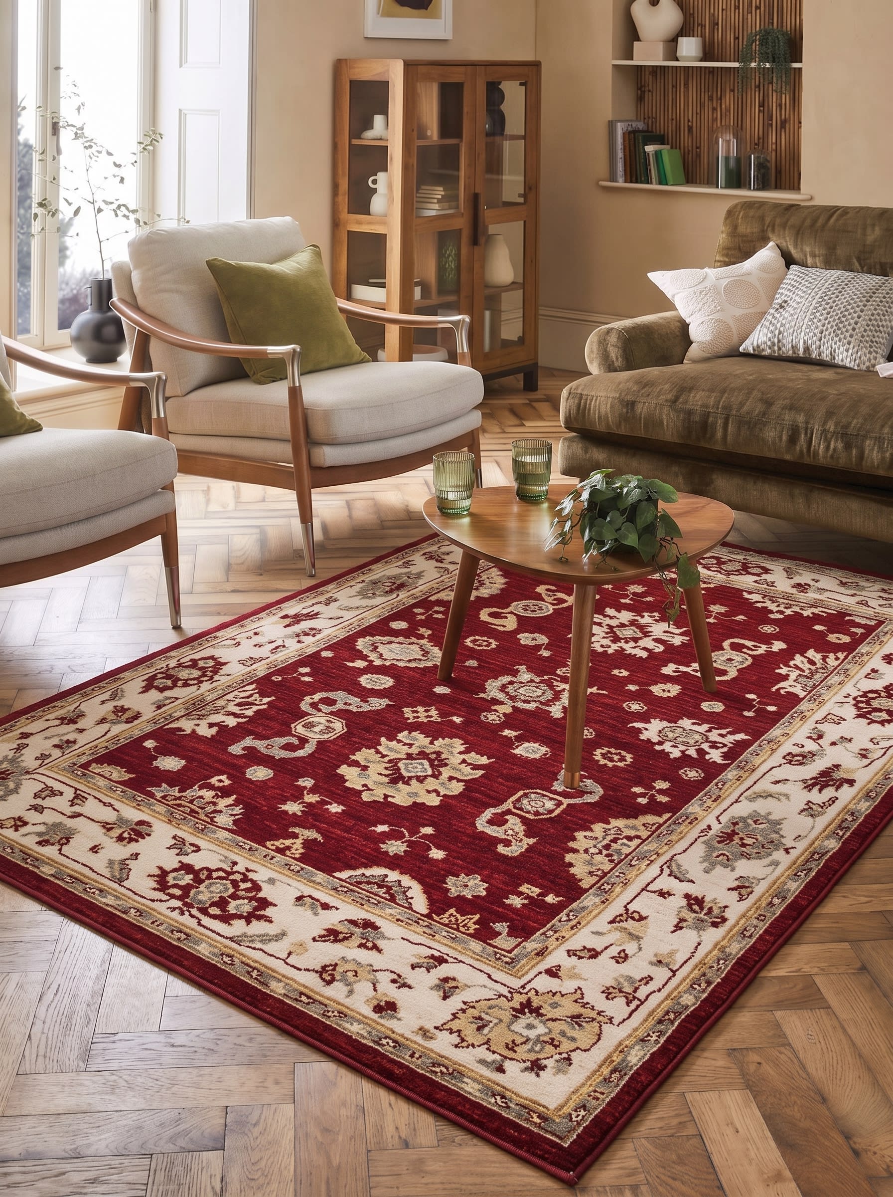 Ziegler All-Over Crimson, Sultanabad (Arak), Iran — Ziegler workshop tradition persian rug, in crimson red, Wool, 204x296 cm, Nasim Carpets Malaysia — view 2