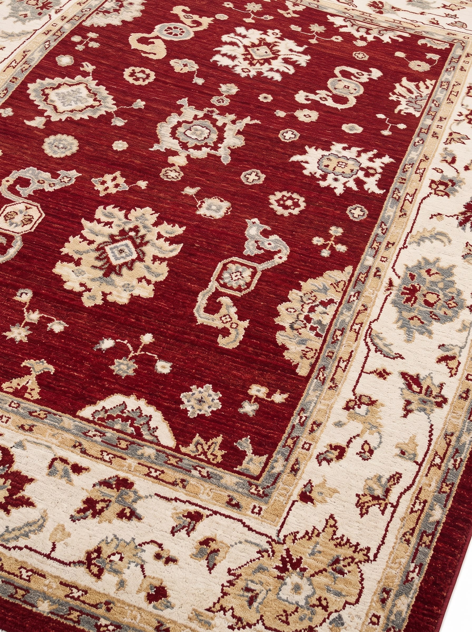 Ziegler All-Over Crimson, Sultanabad (Arak), Iran — Ziegler workshop tradition persian rug, in crimson red, Wool, 204x296 cm, Nasim Carpets Malaysia — view 3