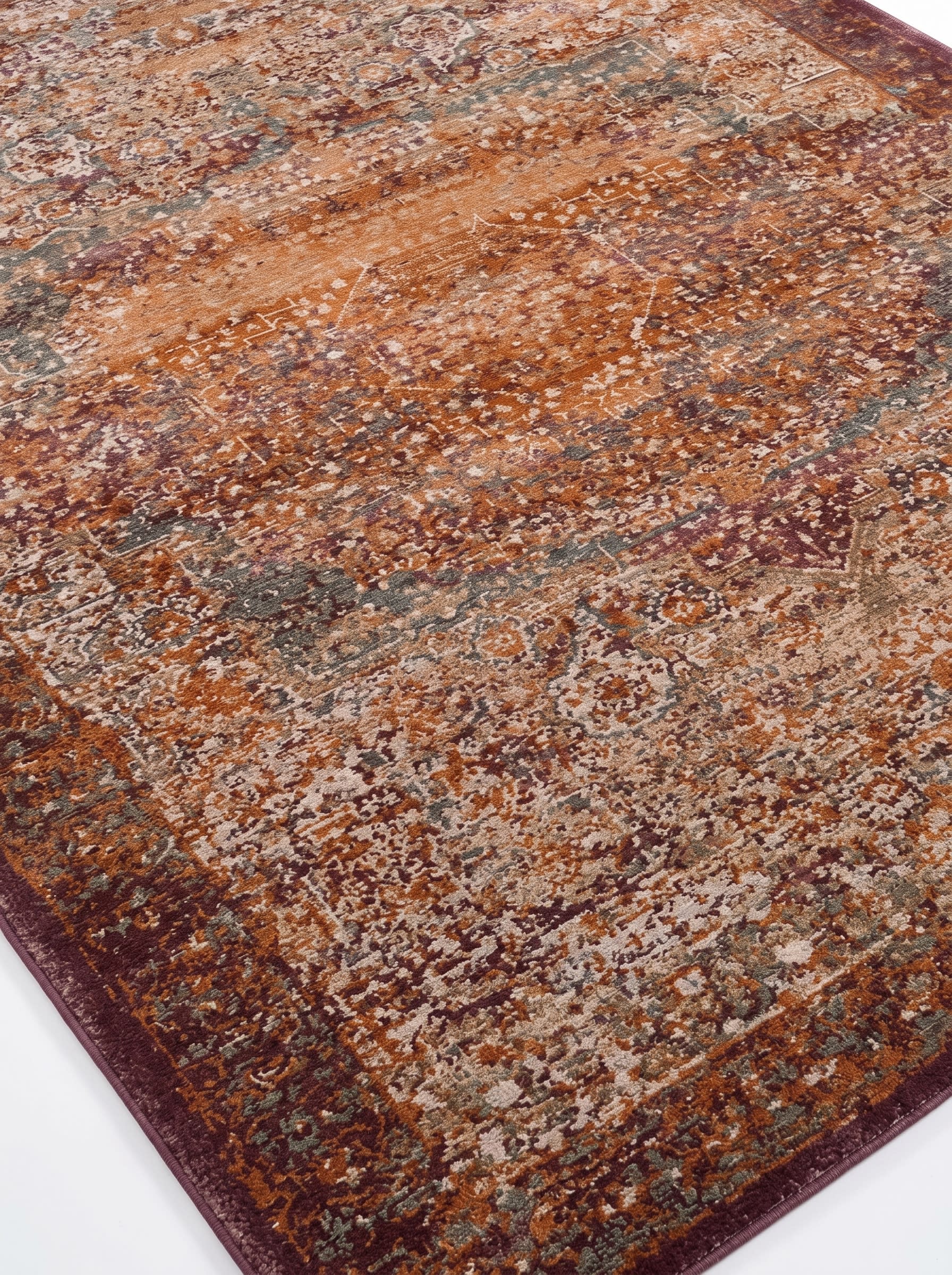 Persian Distressed All-Over Terracotta, Persian, Iran (interpretive — likely inspired by antique Khorasan or Mashad workshop traditions) modern rug, in terracotta rust, Wool, 162x241 cm, Nasim Carpets Malaysia — view 3