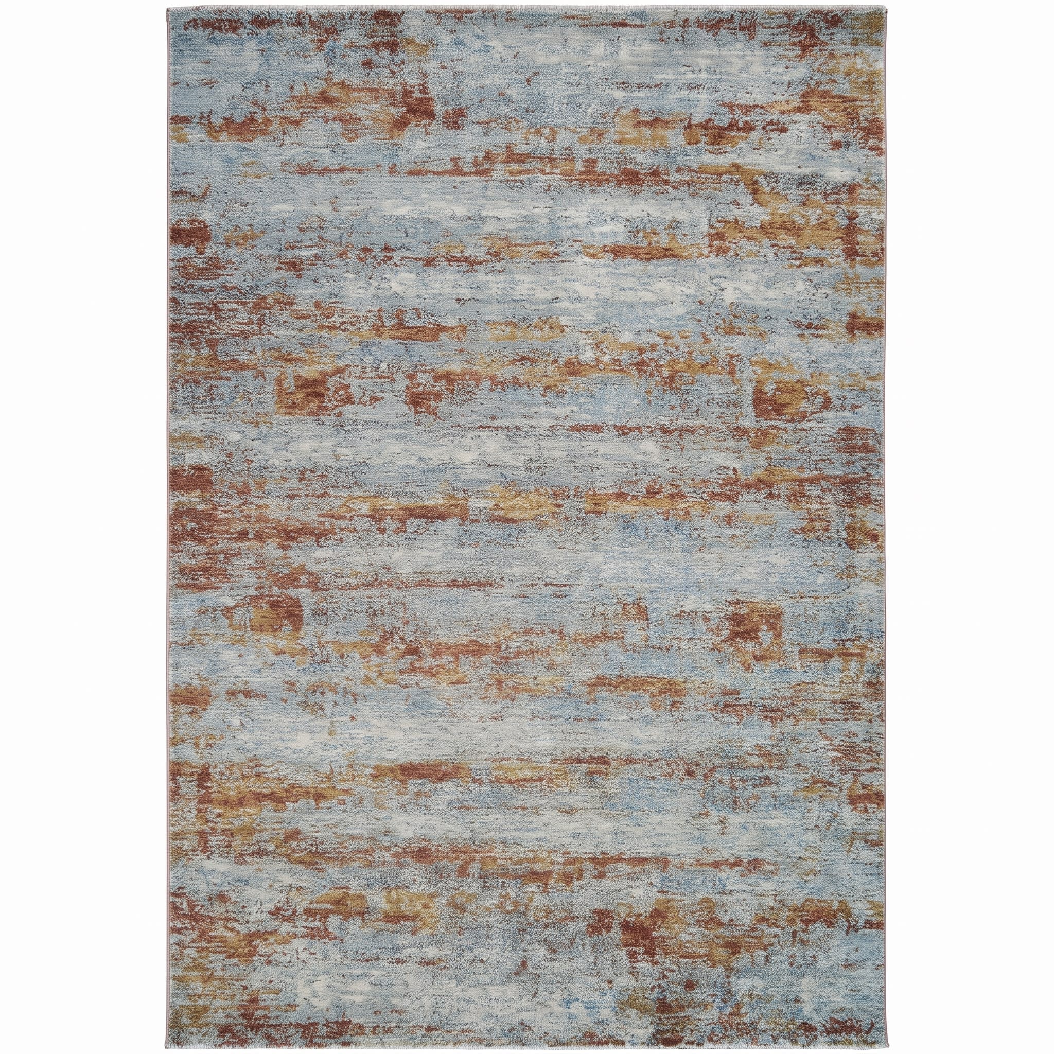 Contemporary Abstract Rust Blue, Belgium / Turkey (Western European machine-made contemporary design) modern rug, in rust terracotta, Wool, 152x229 cm, Nasim Carpets Malaysia — view 1