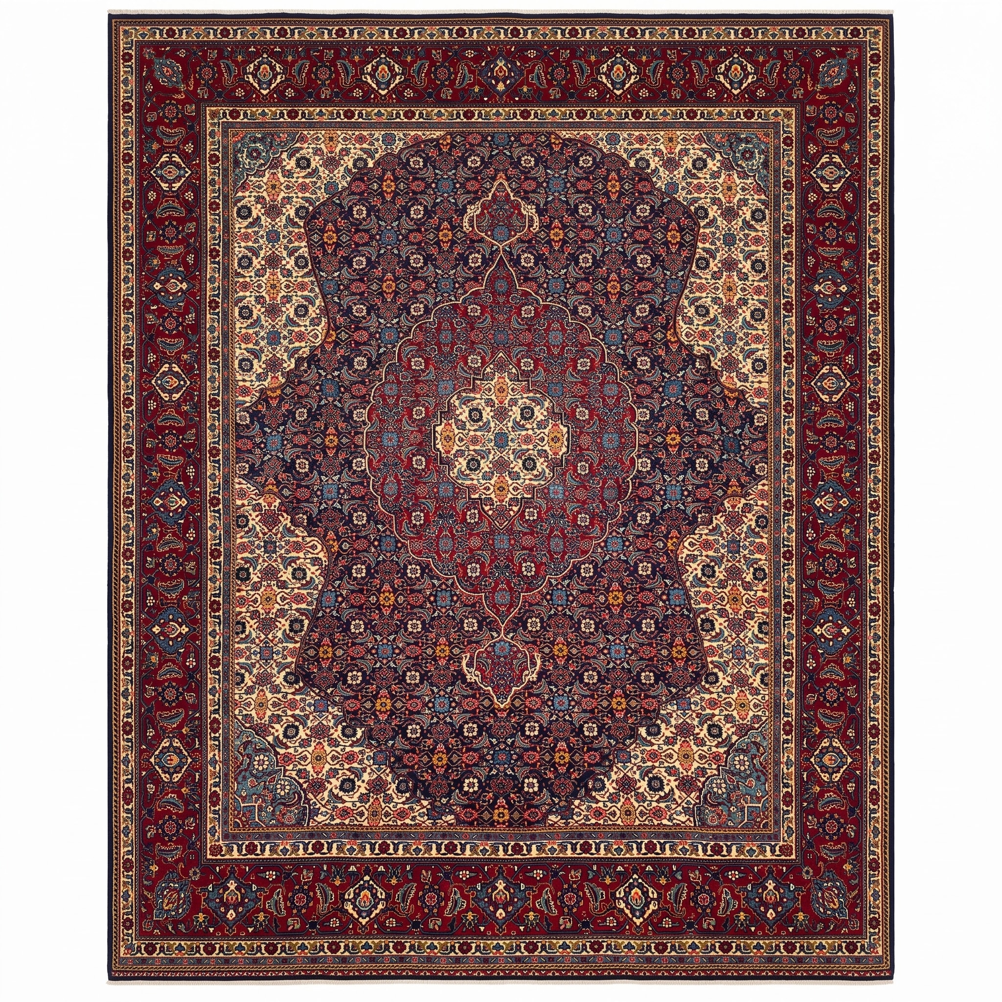 Kashan Medallion Navy Red, Kashan, Isfahan Province, Iran persian rug, in midnight navy, Wool, 204x305 cm, Nasim Carpets Malaysia — view 1