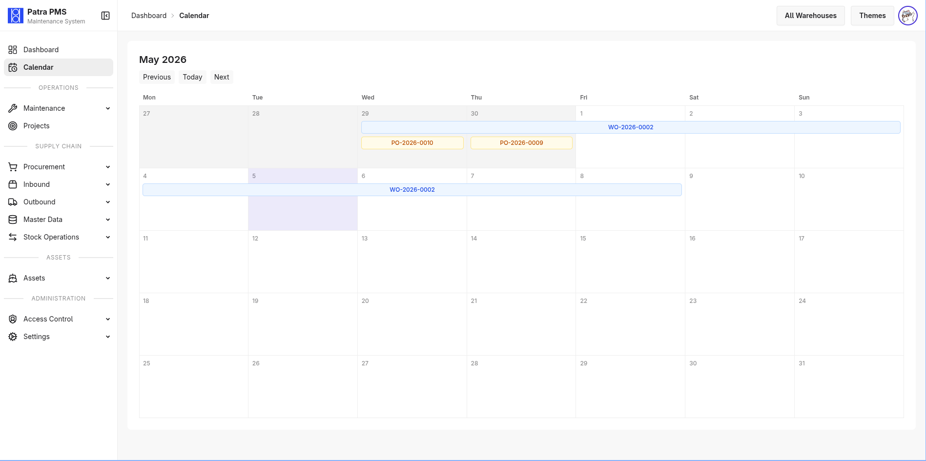 Maintenance Schedule