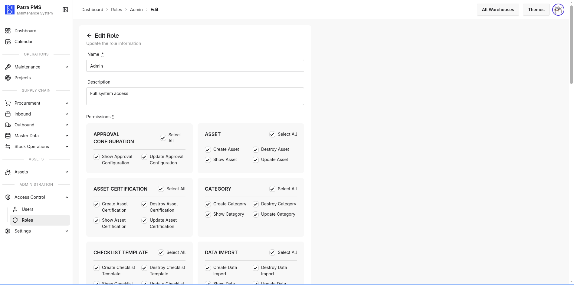 Configurable roles Role