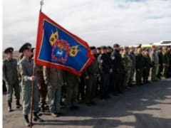 Казаки собираются для обучения на военном полигоне