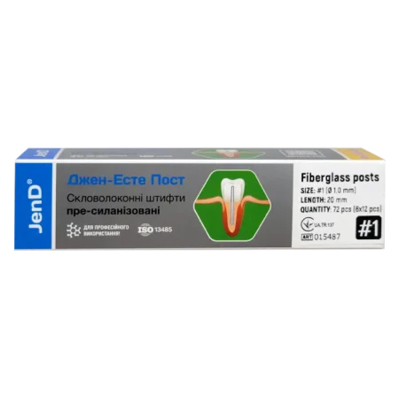 Jen-Esthe Post Pre-Silanized (Джен-Есте Пре-Сіланизовані), 72шт/пак розм.= 1; діам.= 1.0 мм; колір: синій - Штифти скловолоконні пре-сіланізовані (Джендентал-Україна)
