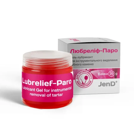 Lubrelief-Paro (Любреліф-Паро) — анестезуючий та змащувальний гель для зняття зубного каменю, Банка 20 мл