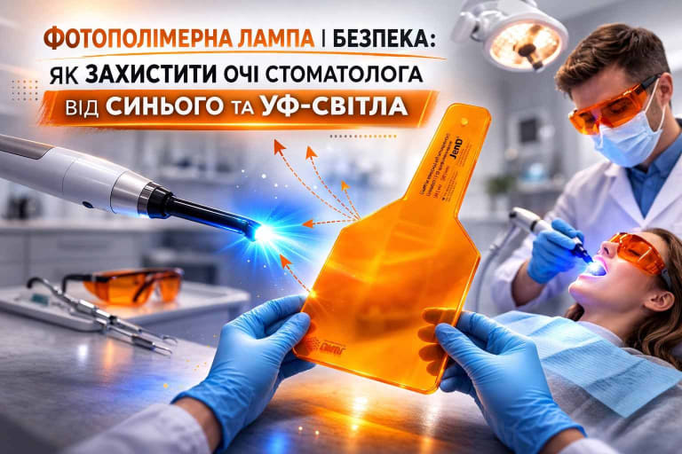 Стоматолог використовує фотополімерну лампу під час реставрації2 compressed