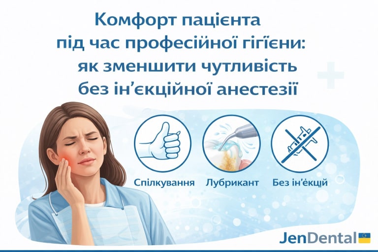 Комфорт пацієнта під час професійної гігієни зменшення чутливості без інєкційної анестезії — jendental c