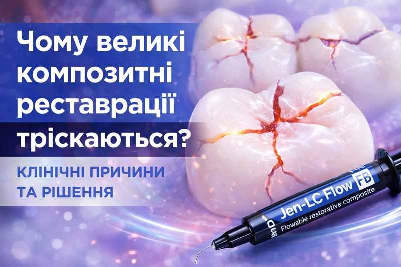 Тріщини великих композитних реставрацій на молярах та композит jen lc flow fb для зміцнення зуба compressed