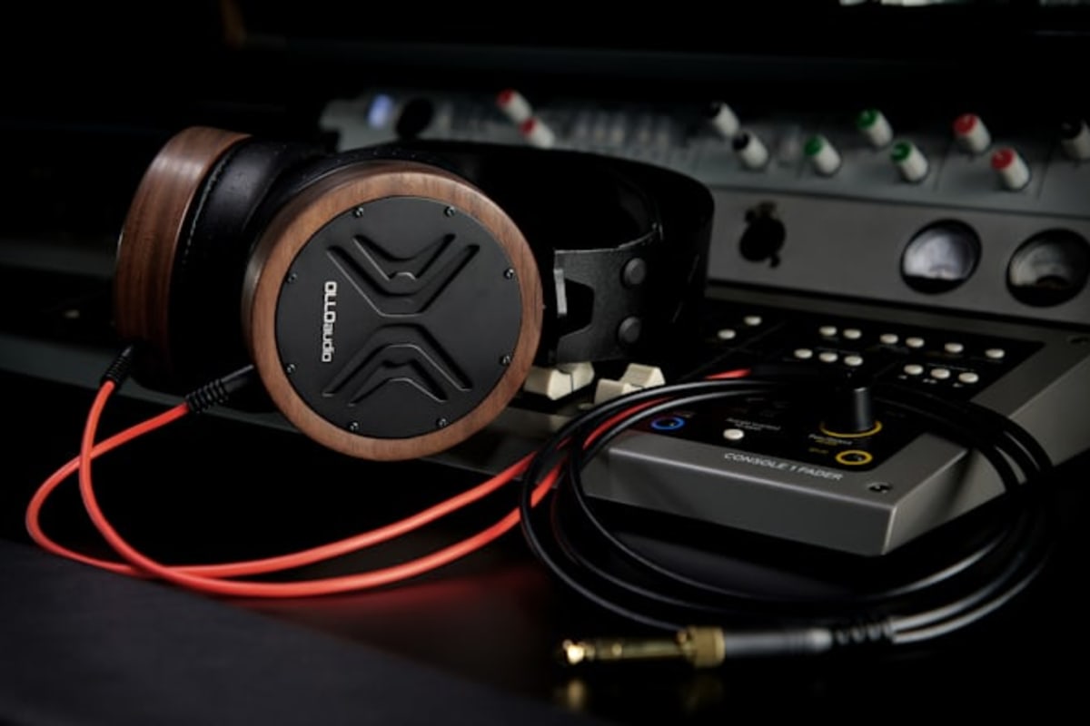 Headphones on an audio console