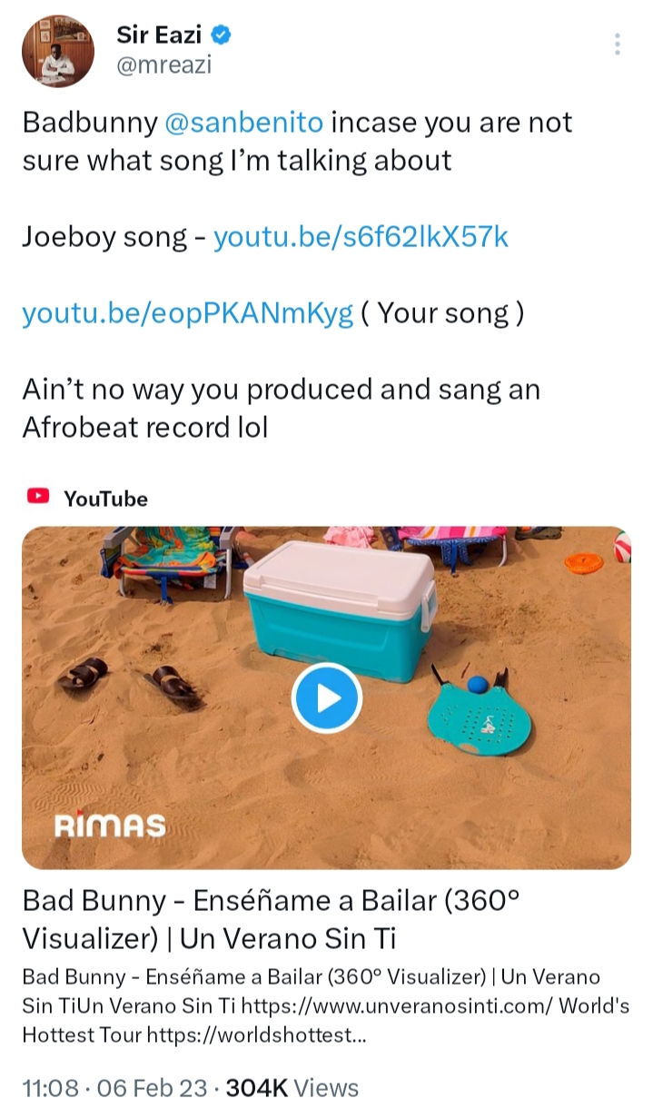 Mr Eazi second tweet