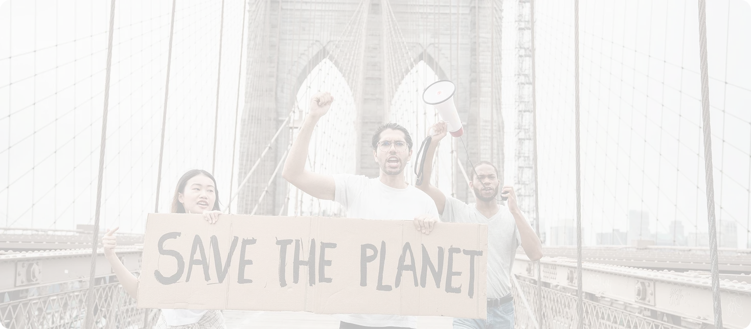People protesting on a bridge
