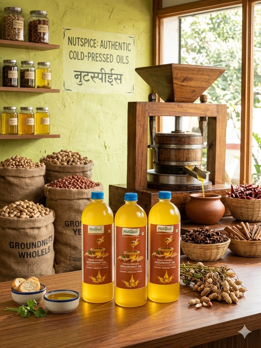 NutSpice Co Wood-Pressed Ground Nut Pure Oils at a special offer price of just ₹999