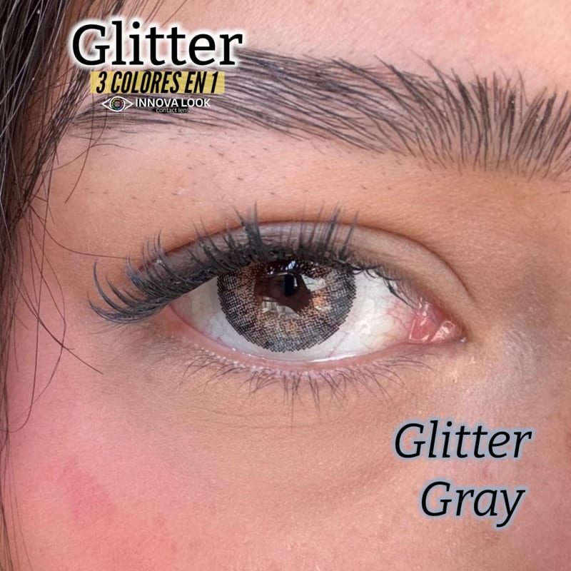 Innova Look Glitter gris — primer plano del ojo