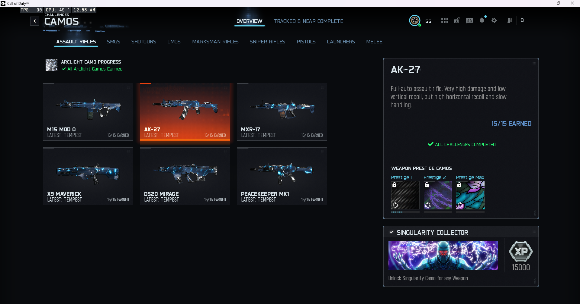 🔥 BO7 – 30x SINGULARITY CAMO 🔥30 Singularity Camos