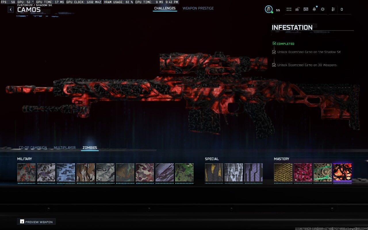 💎INFESTATION💎🔥LEGIT🔥✅480+ CAMOS UNLOCKED✅ 💧 17 OPERATORS💧⭐️80+ UNIQUE CAMOS⭐️Infestation❄️STACKED💥BO7 / WZ 💥