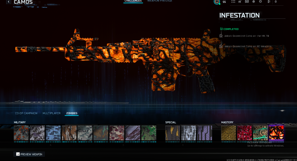 💎INFESTATION💎🔥LEGIT🔥✅480+  CAMOS UNLOCKED✅ 💧 17 OPERATORS💧⭐️80+ UNIQUE CAMOS⭐️OG ACCOUNT❄️STACKED💥BO7 / WZ  💥. Infestation