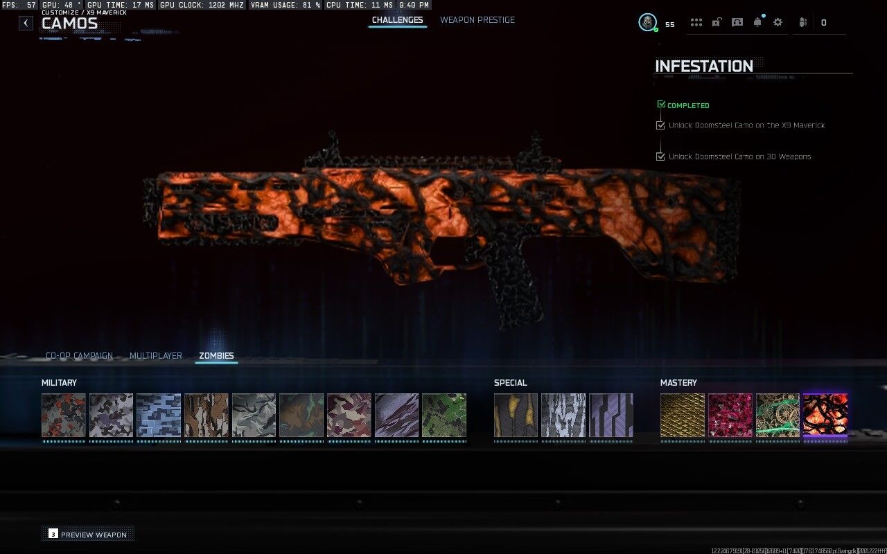 💎INFESTATION💎🔥LEGIT🔥✅480+ CAMOS UNLOCKED✅ 💧 17 OPERATORS💧⭐️80+ UNIQUE CAMOS⭐️Infestation❄️STACKED💥BO7 / WZ 💥