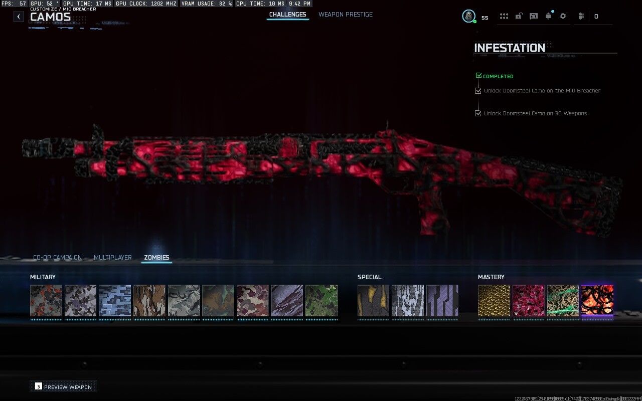 💎INFESTATION💎🔥LEGIT🔥✅480+ CAMOS UNLOCKED✅ 💧 17 OPERATORS💧⭐️80+ UNIQUE CAMOS⭐️Infestation❄️STACKED💥BO7 / WZ 💥