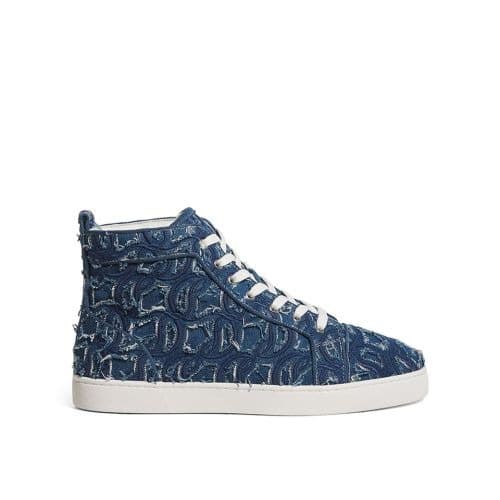 Blue denim high top sneakers in blue